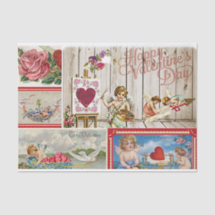 Papel De Seda Colagem de Dias de os namorados de Vintage - Anjos