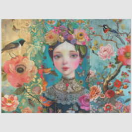 Papel De Seda Colagem de Dissociação Floral Colorida Elegante