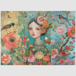 Papel De Seda Colagem de Dissociação Floral Colorida Elegante