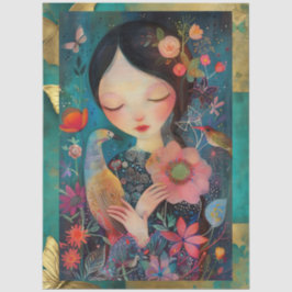 Papel De Seda Colagem de Dissociação Floral Colorida Elegante