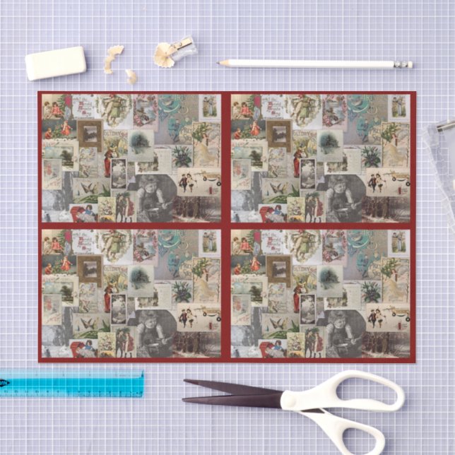 Papel De Seda Colagem de Efêmeras de Natal Antigas Decoupagem (Arte )
