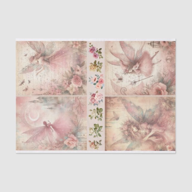 Papel De Seda Colagem de Fadas de Lixo Rosa, Artista Mistura de  (Frente )