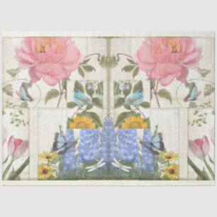 Papel De Seda Colagem de Flores Azul Cor-de-Rosa Borboleta Dúvid