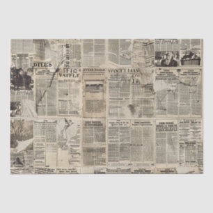 Papel De Seda Colagem de Folhas de Jornais Rustic Vintage (1)