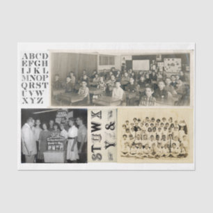 Papel De Seda Colagem de Fotografia nos Dias da Escola de Vintag