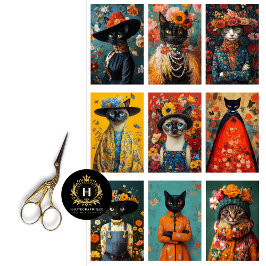 Papel De Seda Colagem de Gatos Pequenos Projetos Dissociação de