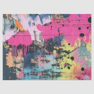 Papel De Seda Colagem de Grafite Urbana com Cores Intensas Pint