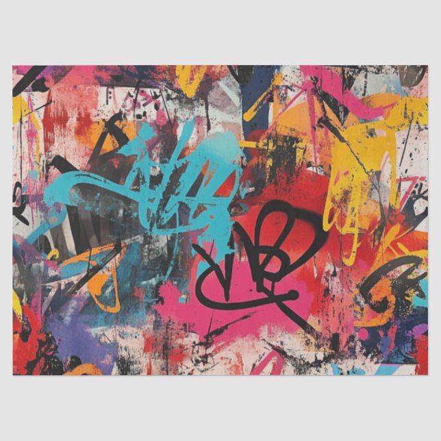 Papel De Seda Colagem de Grafite Urbana com Cores Intensas  Pint (Frente )