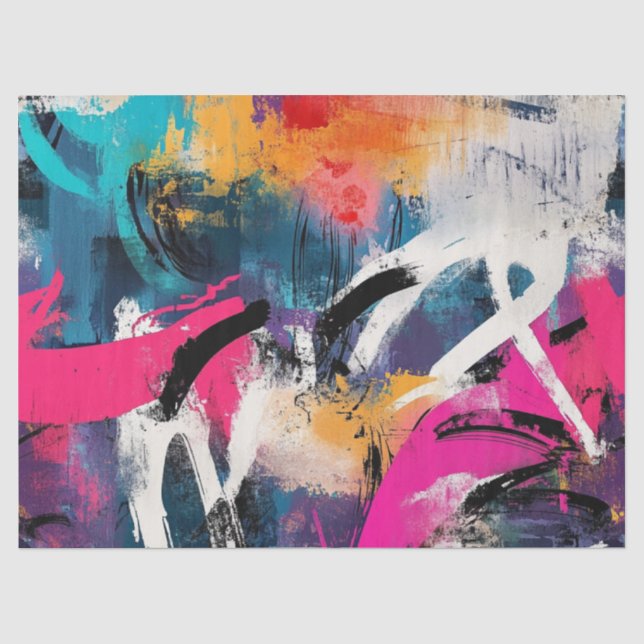 Papel De Seda Colagem de Grafite Urbana com Cores Intensas  Pint (Frente )