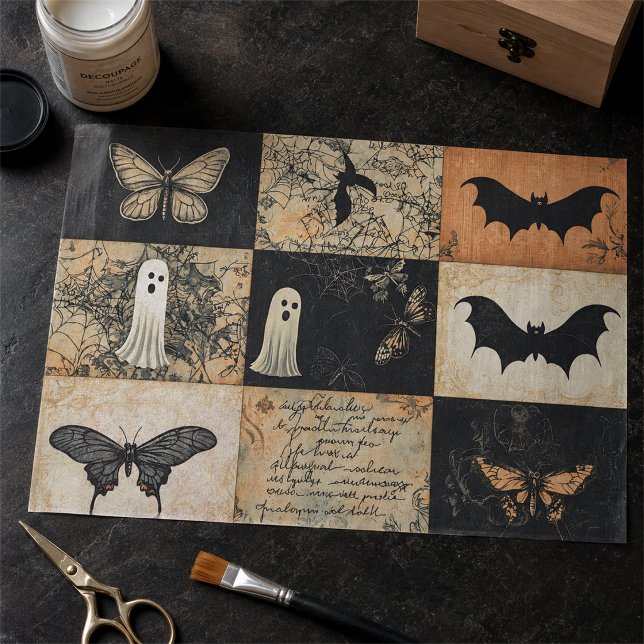 Papel De Seda Colagem de Halloween Fantasma e Abóbora Decoupage (Criador carregado)