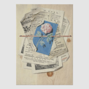 Papel De Seda Colagem de Jornal Madeira Rosa Azul Vintage Decoup
