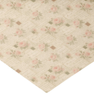 Papel De Seda Colagem de Letras e Rosas Manuscritas de Vintage