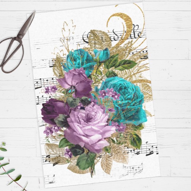 Papel De Seda Colagem de Música Floral Vitoriana (Criador carregado)