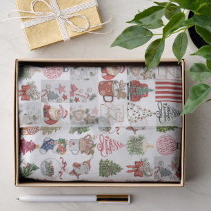 Papel De Seda Colagem de natais vintages Presente de Feriado R