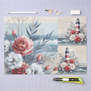 Papel De Seda Colagem de Natal de Farol Costeiro Bonito