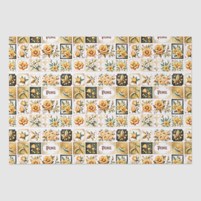 Papel De Seda Colagem de Natal em Dourado (Frente )