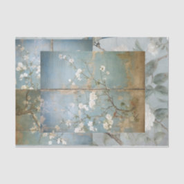 Papel De Seda Colagem de Painel Azul de Chinoiserie Envelhecida