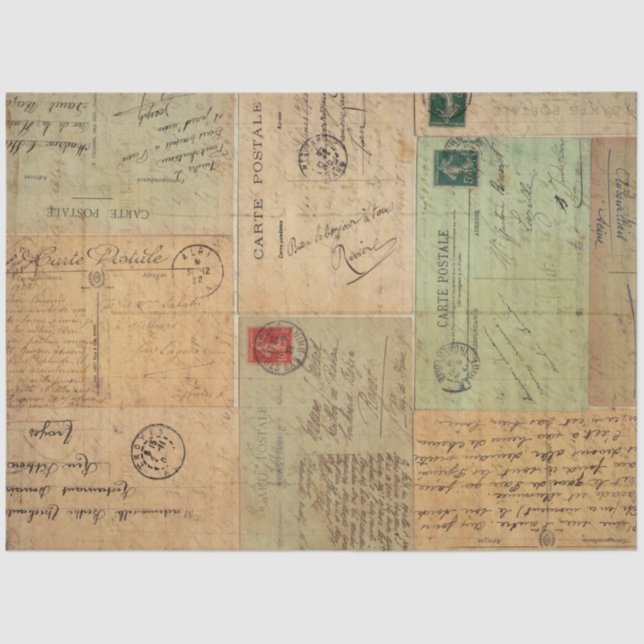 Papel De Seda Colagem de Placa Postada Vintage (Frente )