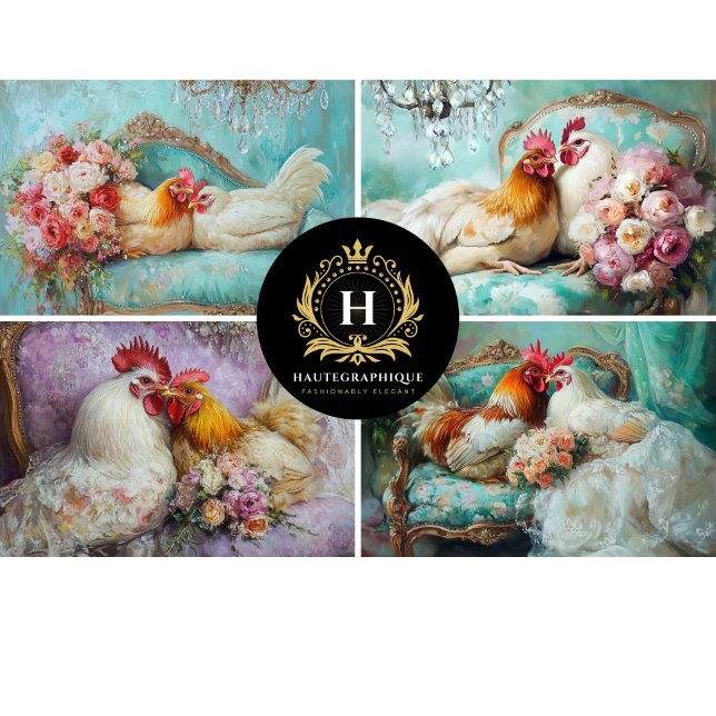 Papel De Seda Colagem Decoupage de Galinha de Casamento (Criador carregado)