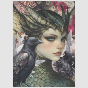 Papel De Seda Colagem do Dragão de Fantasia Fantasia Mítica Góti