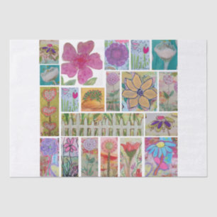 Papel De Seda Colagem Floral