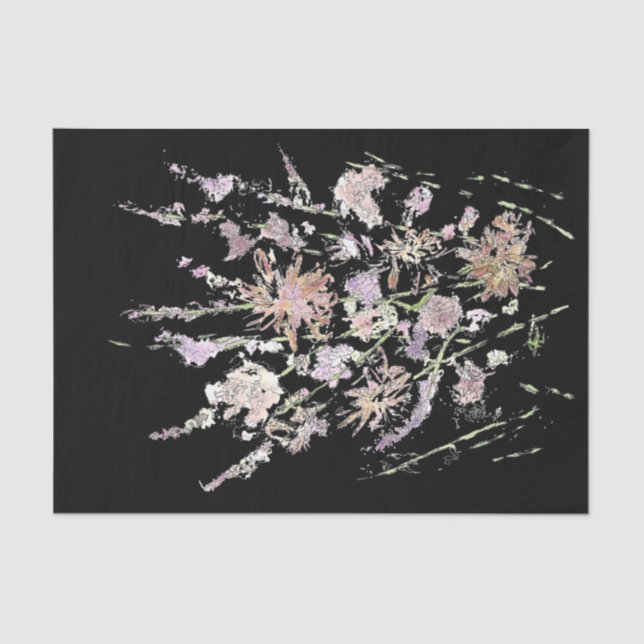 Papel De Seda Colagem Floral de Descamação de Flores Selvagens (Frente )