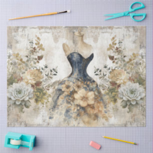 Papel De Seda Colagem Floral de Ephemera, Rapariga Distante