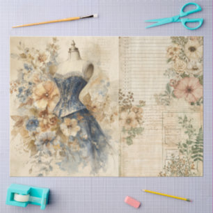 Papel De Seda Colagem Floral Elegante Girly Ephemera Cottagecore
