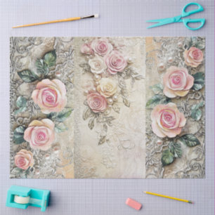 Papel De Seda Colagem Floral Elegante Girly Ephemera Cottagecore