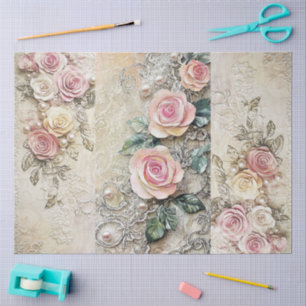 Papel De Seda Colagem Floral Elegante Girly Ephemera Cottagecore