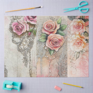 Papel De Seda Colagem Floral Elegante Girly Ephemera Cottagecore