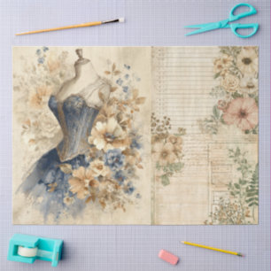 Papel De Seda Colagem Floral Elegante Girly Ephemera Cottagecore