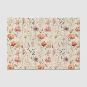 Papel De Seda Colagem Floral Elegante Vintage