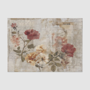 Papel De Seda Colagem Floral Rosa Vintage