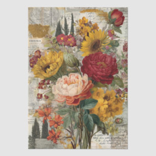 Papel De Seda Colagem Floral Vibrante de Inspiração Italiana