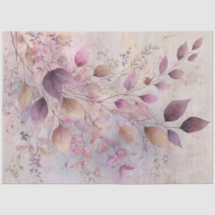 Papel De Seda Colagem Malva Folhas de Aquarela e Renda Antiga