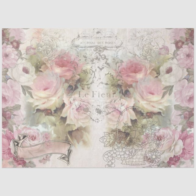Papel De Seda Colagem Série Shabby Chic Design 1 (Frente )