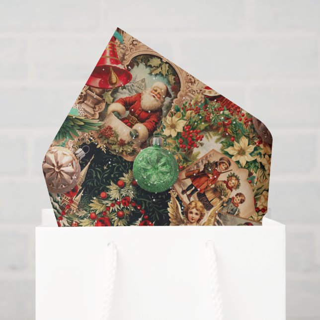 Papel De Seda Colagem Vibrante Natal Victoriano (Sacola de presentes)