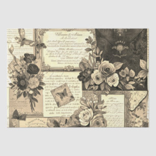 Papel De Seda Colagem Vintage - Cartas de Amor Florais