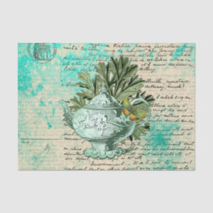Papel De Seda Colagem Vintage Teapot & Ephemera