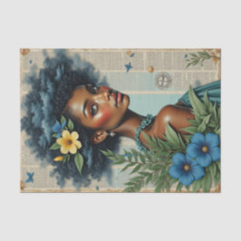 Papel De Seda Colagem Whimsical Primavera | Arte tropical azul