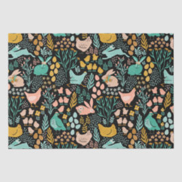 Papel De Seda Colar tons símbolos de Páscoa em preto