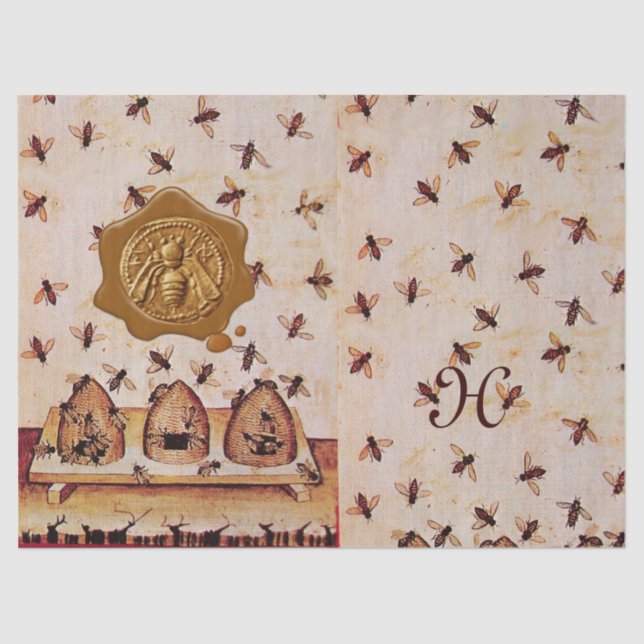 PAPEL DE SEDA COLCHAS DE MEL, APICULTURA, SELO DE CERVEJA (Frente )