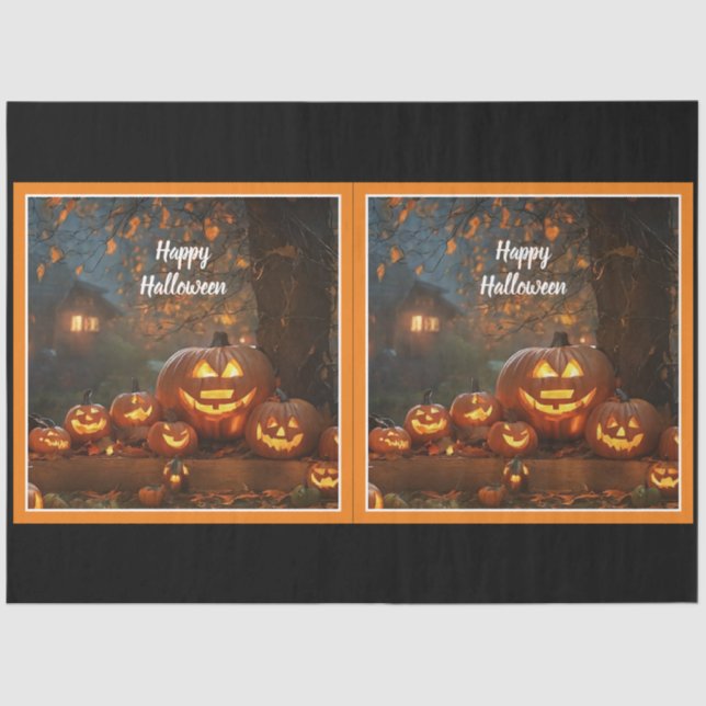 Papel De Seda Coleção da Família Pumpkins Halloween (Frente )