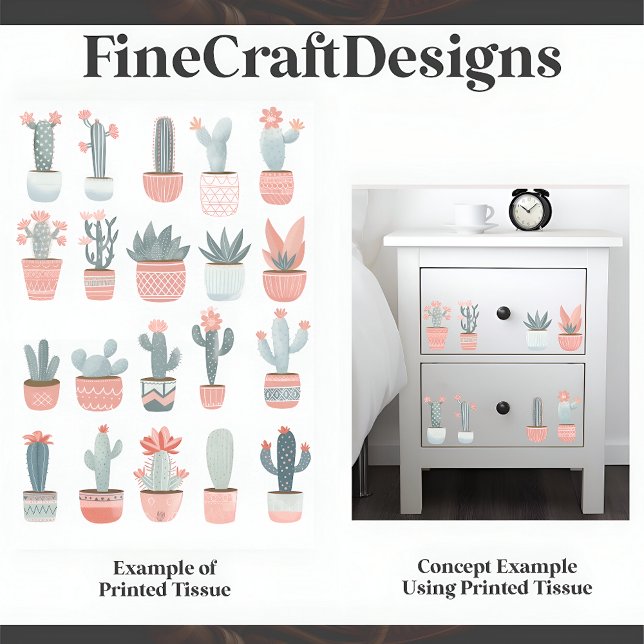 Papel De Seda Coleção de Cactus Suculento Pastel D1 Decoupage (Criador carregado)