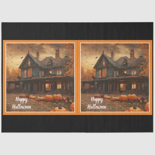 Papel De Seda Coleção de Halloween de Pumpkin House Spooky (Frente )