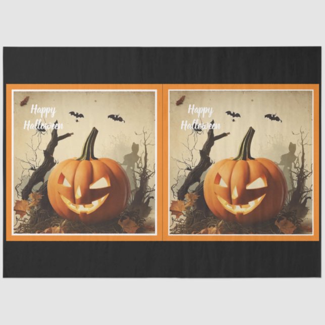 Papel De Seda Coleção de Halloween de Pumpkin Spooky (Frente )