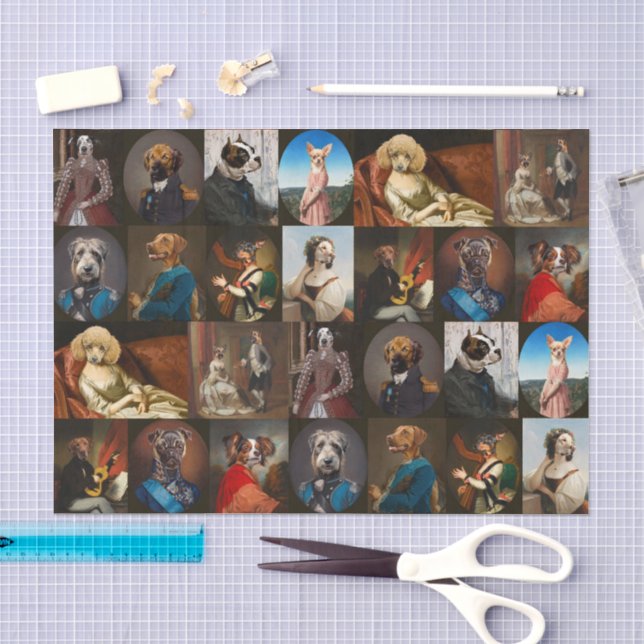 Papel De Seda Coleção de Retratos de Cães Whimsy Decoupage (Arte )