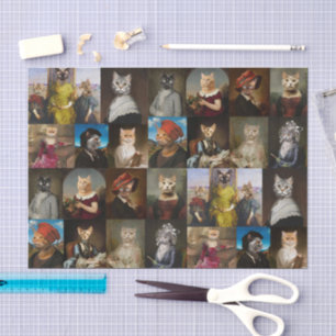 Papel De Seda Coleção de Retratos de Gatos Caprichosos Decoupage