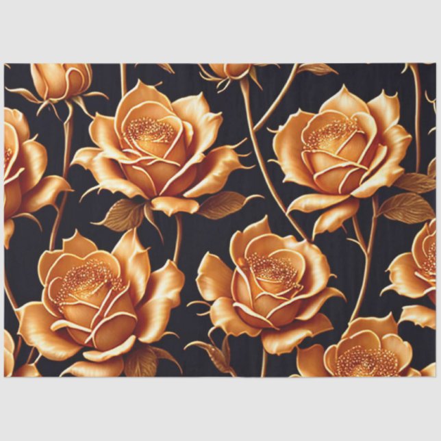 Papel De Seda Coleção Dourada de Rosa Trendy Luxury Boho (Frente )